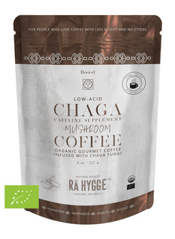 Ra Hygge BIO KAWA z CHAGA średnio mielona do filtrów - ekologiczna, niskokwasowa z ekstraktem Chaga (227g)